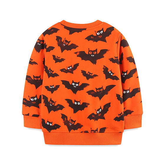 Autumn 2025 Boys Sweatshirt | Halloween Knitted Cotton Round Neck – European & American Style